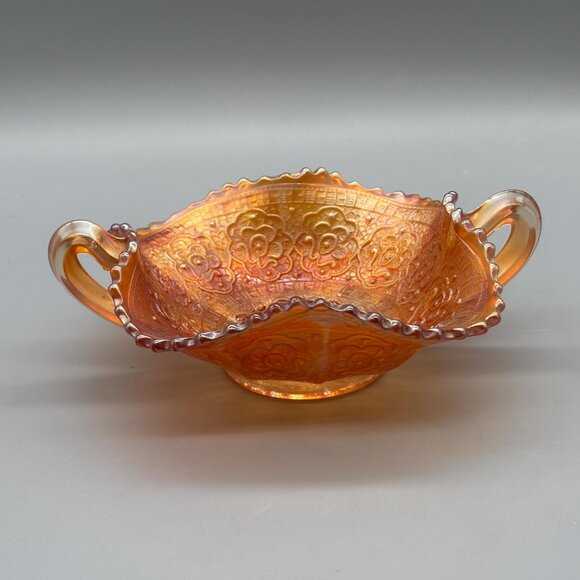 Antique Fenton Persian Medallion Marigold Carnival Glass Bowl Bon Bon Candy Dish - Picture 2 of 7